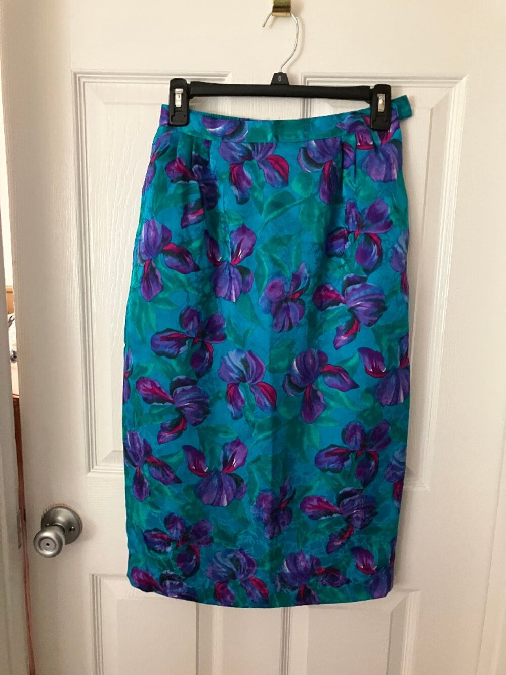 VTG 1980-1990s ANNE CRIMMINS for UMI COLLECTION Pencil Skirt Turquoise/Purple 6